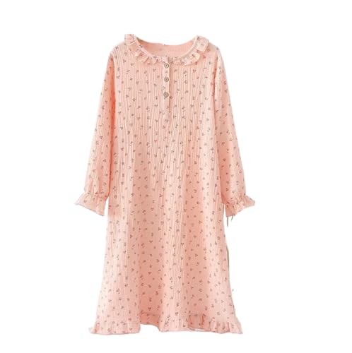 Damen Nachthemd - Frühling Sommer Langarm Nachthemd Frauen Spitze Blumen Gedruckt Nachthemd Dünne Bademantel Pyjamas Nachtwäsche,Rosa,XL von MGDIFYXAA