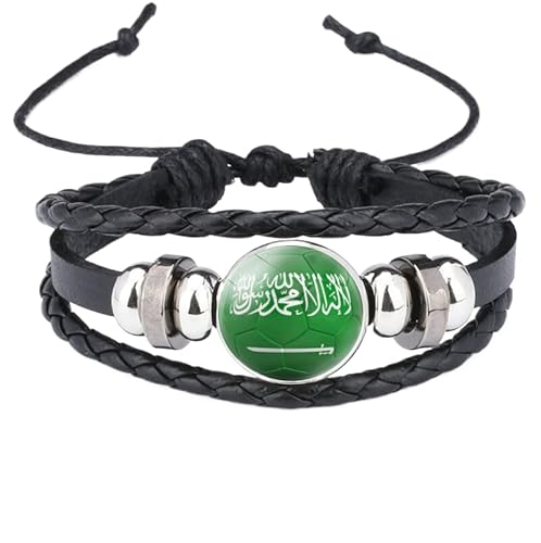 MGDIFYXAA Geflochtenes Armband Mit Der Flagge Saudi-Arabiens, Unisex-Modeaccessoire Für Männer Und Frauen Mit Verstellbarem, Mehrlagigem Kordelverschluss, Schwarz, 18 Mm MGDIFYXAA Geflochtenes Armband Mit Der Flagge Saudi-Arabiens, Unisex-Modeaccessoire Für Männer Und Frauen Mit Verstellbarem, Mehrlagigem Kordelverschluss, Schwarz, 18 Mm von MGDIFYXAA