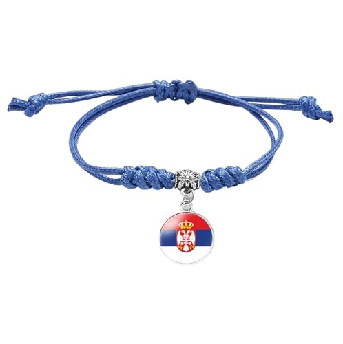 MGDIFYXAA Geflochtenes Armband Mit Serbischer Flagge – Verstellbares Armband Mit Fußballliebhaber-Flaggenmuster, Schmuck, Geschenk Für Frauen Und Männer, Dunkelblau, 16 Mm von MGDIFYXAA