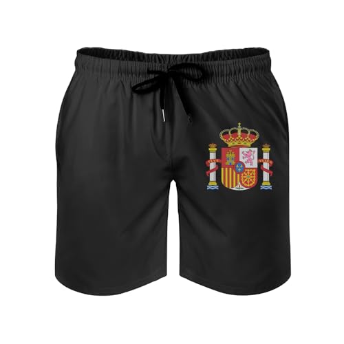 MGDIFYXAA Herren Badeshorts Sommer Spanien Flagge Druck Badehose Schnelltrocknend Hawaii Kurze Hose Boardshort Strandshorts Surf Shorts for Strand Wassersport Urlaub Schwarz L von MGDIFYXAA