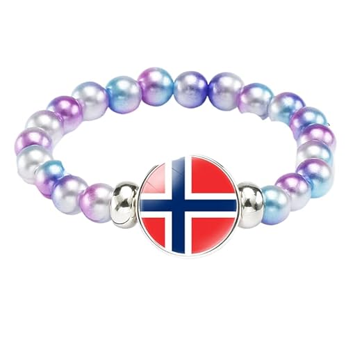 MGDIFYXAA Modische Perlen-Stretch-Armbänder, Norwegen-Flaggenkunst, Verstellbare Seilarmbänder, Glaskombination, Modeschmuck Für Männer Und Frauen, Lila/Blau, 18 Cm MGDIFYXAA Modische Perlen-Stretch-Armbänder, Norwegen-Flaggenkunst, Verstellbare Seilarmbänder, Glaskombination, Modeschmuck Für Männer Und Frauen, Lila/Blau, 18 Cm von MGDIFYXAA