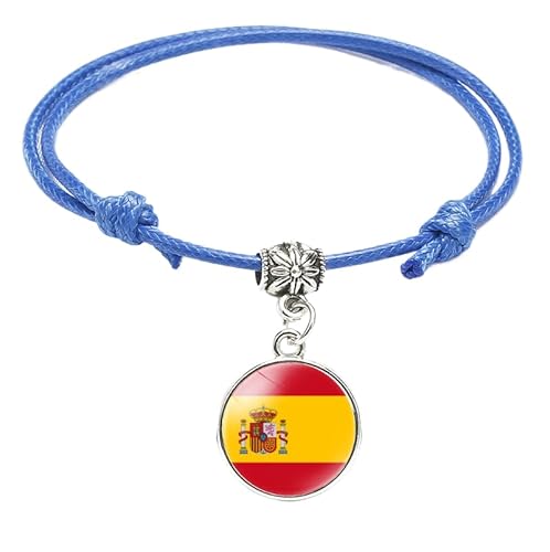MGDIFYXAA Spanien-Flaggen-Armbänder, Verstellbares Geflochtenes Spanien-Flaggen-Armband Für Männer Und Frauen, Modeschmuck-Accessoires, Blau, 16 Mm von MGDIFYXAA