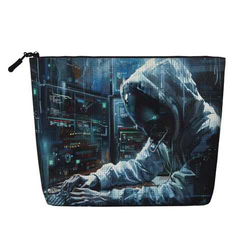 Hacker Attack Print Cute Waterproof Makeup Bag for Women Zipper Travel Toiletry Pouch von MGGAklp