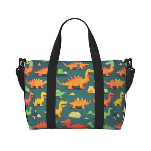Kleine Reisetasche mit Dinosaurier-Druck, mit Reißverschluss, Wochenendtasche, Übernachtungstasche, für Damen und Herren von MGGAklp