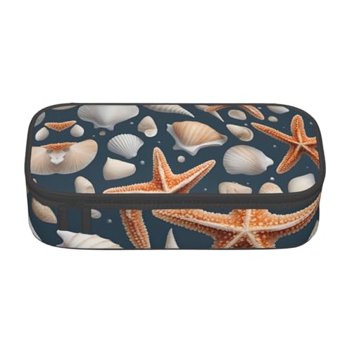 MGGAklp Federmäppchen mit Seestern und Muscheln, Schreibwaren mit Reißverschluss, Schulbedarf für Mädchen, Jungen, Büro MGGAklp Federmäppchen mit Seestern und Muscheln, Schreibwaren mit Reißverschluss, Schulbedarf für Mädchen, Jungen, Büro von MGGAklp