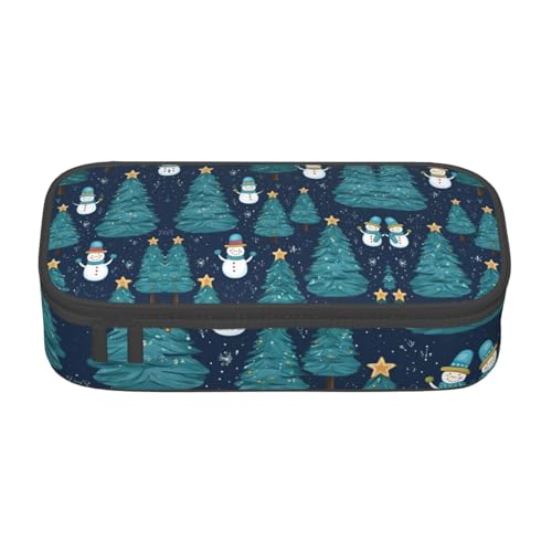 MGGAklp Federmäppchen mit Weihnachts-Schneemann-Druck, mit doppeltem Reißverschluss, tragbares Federmäppchen für Schule, Bürobedarf von MGGAklp