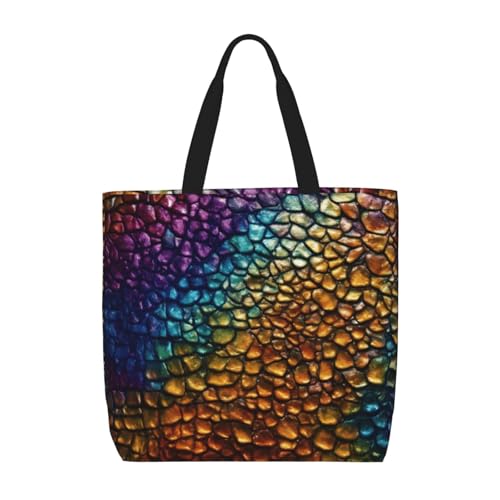 MGGAklp Klassische Tragetasche mit Schlangenhaut-Druck, mit Reißverschluss, stilvolle wiederverwendbare Schultertaschen für Shopping, Arbeit, Urlaub von MGGAklp
