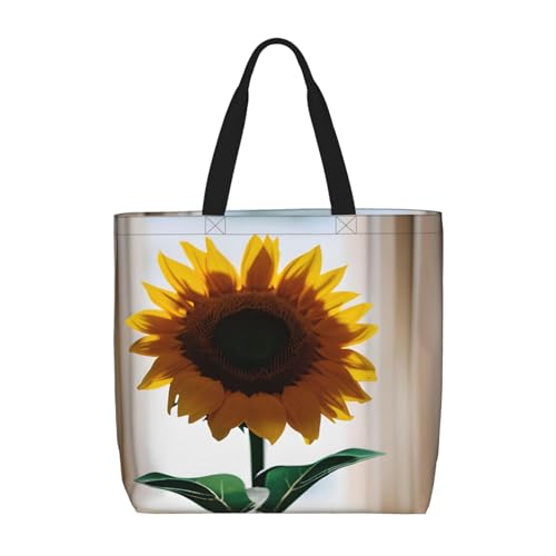 MGGAklp Schöne Tragetasche mit Sonnenblumen-Druck, mit Reißverschluss, stilvolle wiederverwendbare Schultertaschen für Shopping, Arbeit, Urlaub von MGGAklp