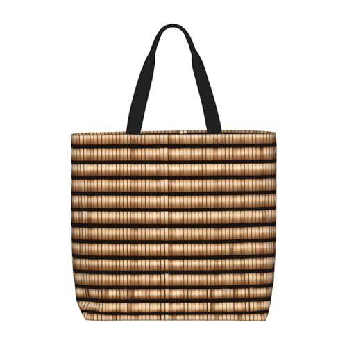 MGGAklp Tragetasche mit gewebtem Korbmuster, mit Reißverschluss, stilvolle wiederverwendbare Schultertaschen für Shopping, Arbeit, Urlaub von MGGAklp