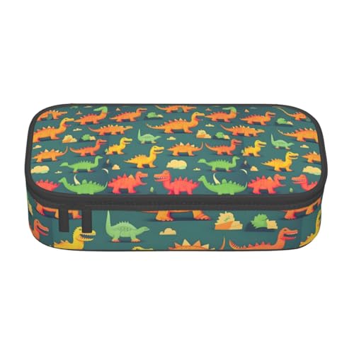 MGGAklp Viele kleine Dinosaurier-Druck-Federmäppchen mit doppeltem Reißverschluss, tragbares Federmäppchen für Schule, Bürobedarf von MGGAklp