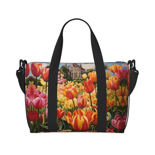 Reisetasche mit Tulpenmotiv, mit Reißverschluss, Wochenendtasche, Übernachtungstasche, für Damen und Herren Reisetasche mit Tulpenmotiv, mit Reißverschluss, Wochenendtasche, Übernachtungstasche, für Damen und Herren von MGGAklp