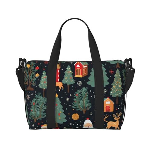 Weihnachtliche Reisetasche mit Hirsch-Motiv, mit Reißverschluss, Wochenendtasche, Übernachtungstasche, für Damen und Herren Weihnachtliche Reisetasche mit Hirsch-Motiv, mit Reißverschluss, Wochenendtasche, Übernachtungstasche, für Damen und Herren von MGGAklp