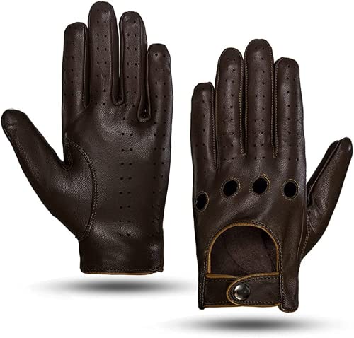 MGGMOKAY Herren Leder Autohandschuhe Touchscreen Lederhandschuhe Ungefüttert,BrarnKamel,S von MGGMOKAY