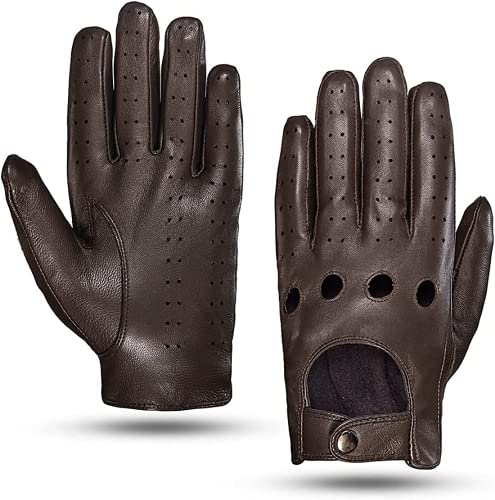 MGGMOKAY Herren Leder Autohandschuhe Touchscreen Lederhandschuhe Ungefüttert,Braun,XL von MGGMOKAY