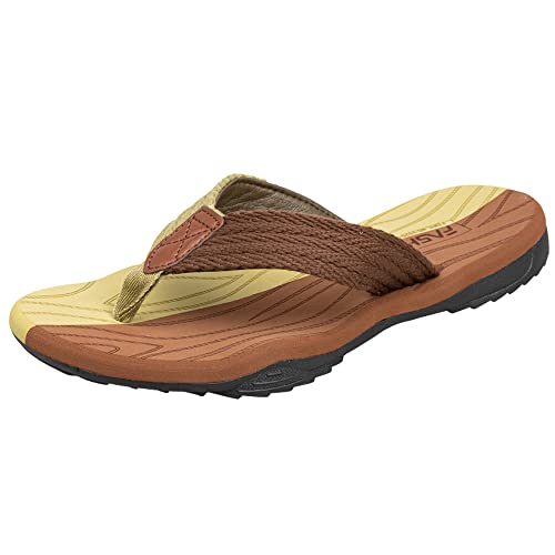 MGGMOKAY Herren Flip Flops Sandalen Bequeme Fußgewölbestütze Lässige Strandrutschen Schuhe,Braun Grün,41 von MGGMOKAY