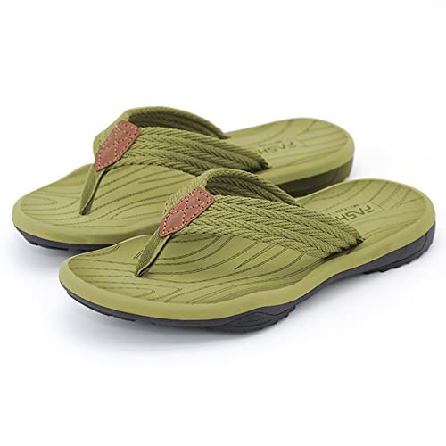 MGGMOKAY Herren Flip Flops Sandalen Bequeme Fußgewölbestütze Lässige Strandrutschen Schuhe,Grün,42 von MGGMOKAY