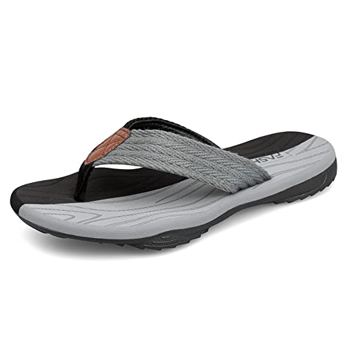 MGGMOKAY Herren Flip Flops Sandalen Bequeme Fußgewölbestütze Lässige Strandrutschen Schuhe,Schwarz Grau,47 von MGGMOKAY