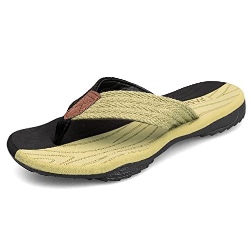 Herren Flip Flops Sandalen Bequeme Fußgewölbestütze Lässige Strandrutschen Schuhe,Schwarz Grün,46 von MGGMOKAY