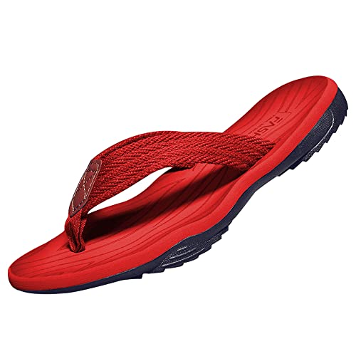 MGGMOKAY Herren Flip Flops Sandalen Bequeme Fußgewölbestütze Lässige Strandrutschen Schuhe,rot,43 von MGGMOKAY