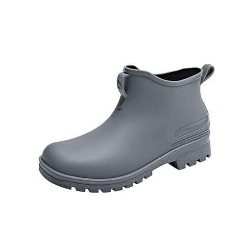 MGGMOKAY Damen-Regenstiefel Kurze Wasserdichte Knöchelstiefel Gartenarbeitsschuhe Rutschfeste Outdoor-Arbeitsstiefel,Grau,37 von MGGMOKAY