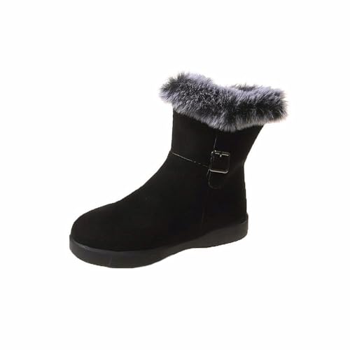 MGGMOKAY Damen-Winterstiefel Warm Gefütterte Schneestiefe halbhoher Wade,Schwarz,40 von MGGMOKAY