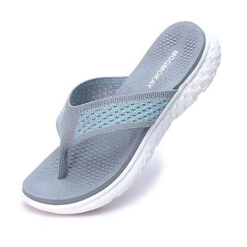 MGGMOKAY Damen flip-Flops Sommer Sportliche Sandalen Leicht mit Arch Support,Grau,37 von MGGMOKAY