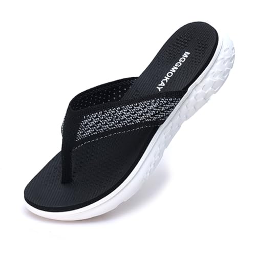 MGGMOKAY Damen flip-Flops Sommer Sportliche Sandalen Leicht mit Arch Support,Schwarz,38 von MGGMOKAY