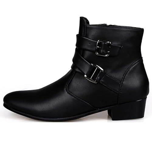MGGMOKAY Herren Chelsea-Stiefel Leder Boots Schnallenriemen Seitlichem Reißverschluss,Schwarz,41 MGGMOKAY Herren Chelsea-Stiefel Leder Boots Schnallenriemen Seitlichem Reißverschluss,Schwarz,41 von MGGMOKAY