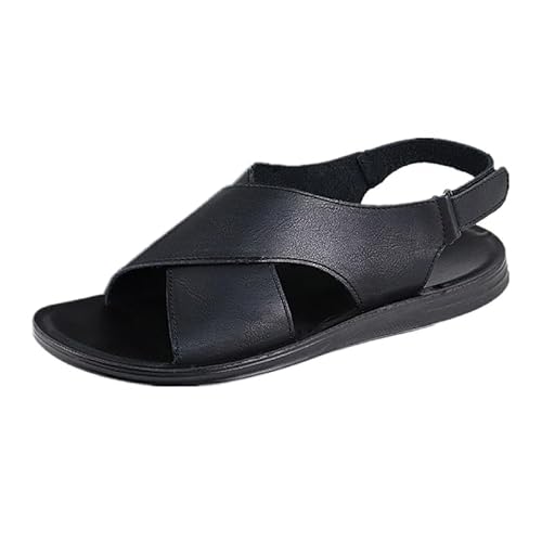 MGGMOKAY Herren Cross Sandal Herren Sandstrand Sandaletten Sommer Offene Zehe Pantoletten,Schwarz,45 von MGGMOKAY