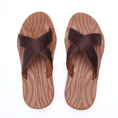 MGGMOKAY Herren Cross Slide Sandalen,Herren Pantoletten Sommer,Fußgewölbestütze Lässige Strandrutsche,Braun,45 MGGMOKAY Herren Cross Slide Sandalen,Herren Pantoletten Sommer,Fußgewölbestütze Lässige Strandrutsche,Braun,45 von MGGMOKAY