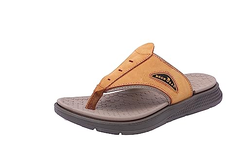 MGGMOKAY Herren Flip Flops Sommer Sport Zehentrenner Comfy Rutschsicher Outdoor Beach Leder Sandalen mit Arch Support Sandalen,Bräunen,45 von MGGMOKAY