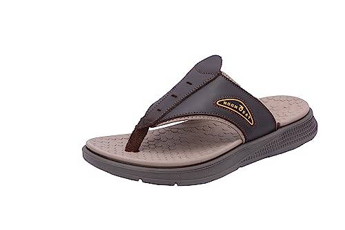 MGGMOKAY Herren Flip Flops Sommer Sport Zehentrenner Comfy Rutschsicher Outdoor Beach Leder Sandalen mit Arch Support Sandalen,Braun,40 von MGGMOKAY