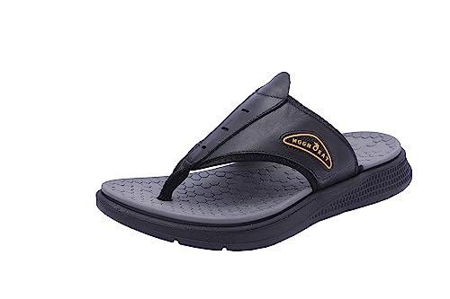 MGGMOKAY Herren Flip Flops Sommer Sport Zehentrenner Comfy Rutschsicher Outdoor Beach Leder Sandalen mit Arch Support Sandalen,Schwarz,40 von MGGMOKAY