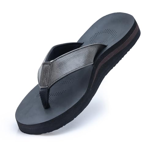 MGGMOKAY Herren Flip Flops Weiche Zehentrenner Outdoor Sports Pantoffeln mit orthopädischer Fußgewölbeunterstützun,Schwarz,41 von MGGMOKAY