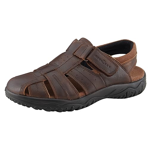 MGGMOKAY Herren Leder Sandalen Fisherman Closed Toe Outdoor-Sandale,Sattel,41 von MGGMOKAY