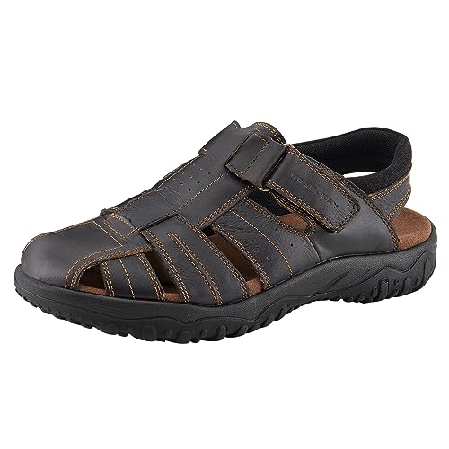 MGGMOKAY Herren Leder Sandalen Fisherman Closed Toe Outdoor-Sandale,Schwarz,40 von MGGMOKAY