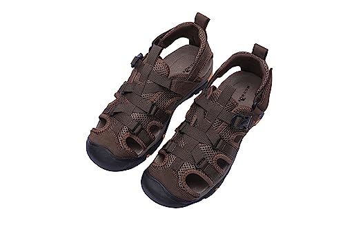 MGGMOKAY Herren Trekkingsandalen Outdoor Sportsandalen Sommer Sport Wandersandalen Verstellbaren Geschlossene Zehe,Braun,40 von MGGMOKAY