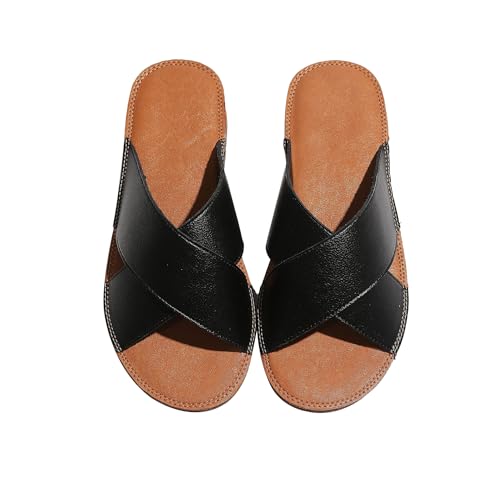 MGGMOKAY Sandalen Damen Sommer mit Weiches Fußbett,Schwarz,Slides Damen Sandalen,37 von MGGMOKAY