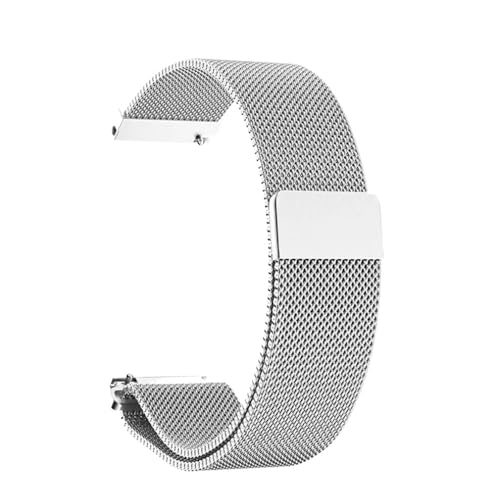 MGHN 12mm-22mm Edelstahl Quick Release Mesh Armband Männer Frauen Magnetische Smart Strap Mit Werkzeug (Color : Silver, Size : 12mm) von MGHN