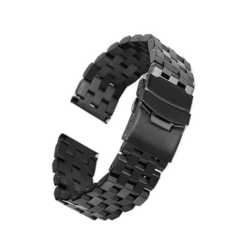 MGHN 18 mm 20 mm 22 mm 24 mm Schnellverschluss-Uhrenarmbänder aus Edelstahl, Ersatz-Business-Armband aus Metall (Color : Schwarz, Size : 24mm) von MGHN