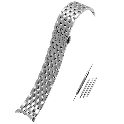 MGHN 18MM 20MM 22MM Edelstahl-Armband for Herren und Damen, gebogenes Schnellverschluss-Armband(Color:A-silver,Size:18mm) von MGHN