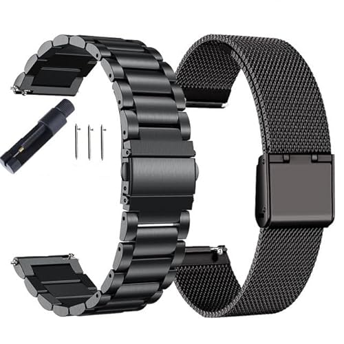 MGHN 18mm 20mm 22mm 24mm Breite Schnellverschluss Voll Edelstahl Armband Armbanduhr Universal Flachkopf Uhrenarmband Zubehör (Color : BlackB, Size : 24mm) von MGHN