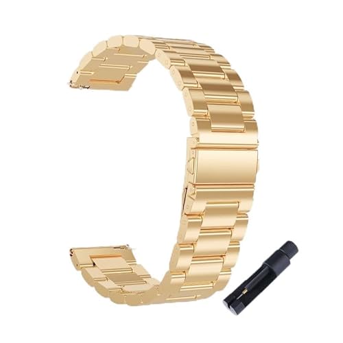MGHN 18mm 20mm 22mm 24mm Breite Schnellverschluss Voll Edelstahl Armband Armbanduhr Universal Flachkopf Uhrenarmband Zubehör (Color : GoldD, Size : 22mm) von MGHN