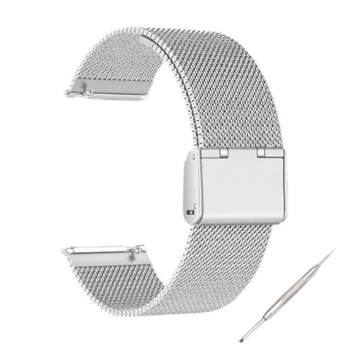 MGHN 18mm 20mm 22mm 24mm Breite Schnellverschluss Voll Edelstahl Armband Armbanduhr Universal Flachkopf Uhrenarmband Zubehör (Color : SilverD, Size : 18mm) von MGHN