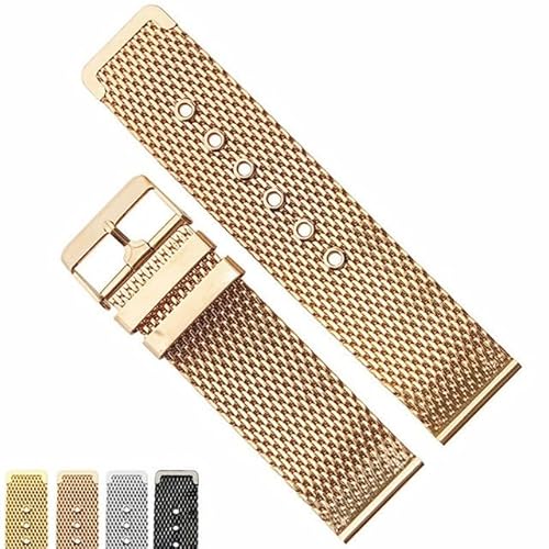 MGHN 18mm 20mm 22mm 24mm Edelstahl Armband Strap Universal Männer Frauen Mesh Armband Zubehör(Color:Rose Gold,Size:22mm) von MGHN