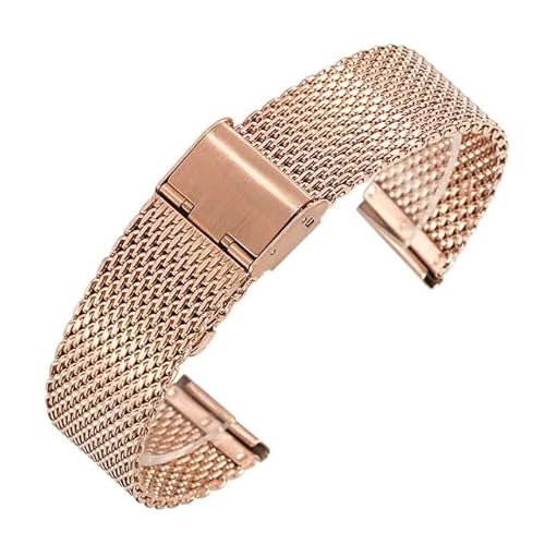 MGHN 18mm 20mm 22mm 24mm Edelstahl Mesh Band Armbanduhr Riemen Armband for Männer Frauen Universal Armbanduhr(Color:Rose Gold,Size:24mm) von MGHN