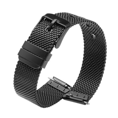 MGHN 18mm 20mm 22mm Edelstahl Schnellverschluss Metall Armband Uhrengürtel Flachkopf Universal Dornschließe mit Werkzeug (Color : Schwarz, Size : 22mm) von MGHN