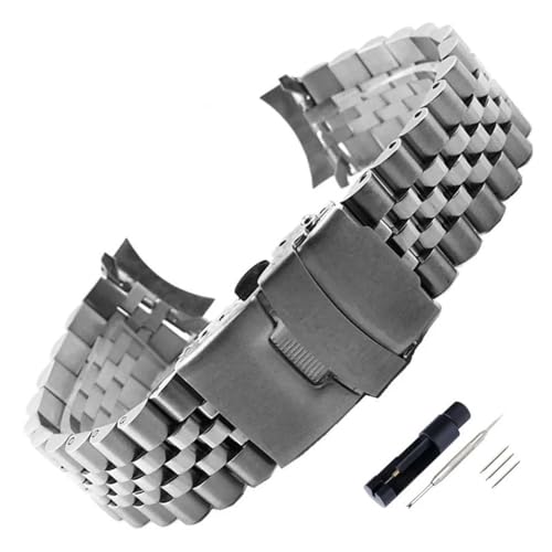 MGHN 22mm Edelstahl Armband Schnellverschluss Uhrenarmband Ersatz Uhrenzubehör mit Werkzeug (Color : SilverA, Size : 22mm) von MGHN