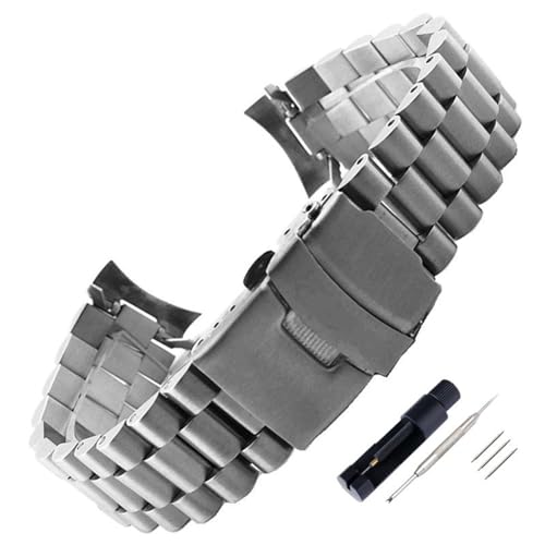 MGHN 22mm Edelstahl Armband Schnellverschluss Uhrenarmband Ersatz Uhrenzubehör mit Werkzeug (Color : SilverB, Size : 22mm) von MGHN