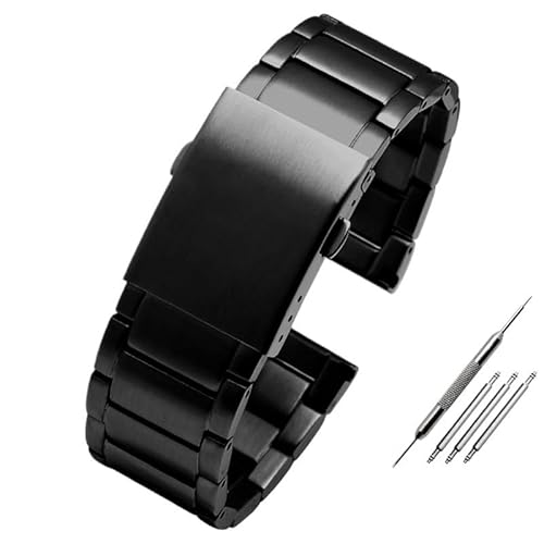 MGHN 24MM 26MM 28MM Edelstahl-UhrenarmbandSchnellverschluss-Armband Großes Stahlgürtel-Herrenarmband(Color:A-Black,Size:26mm) von MGHN
